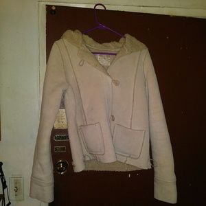 Winter White Fleece Hoodie w/ Sherpa Lining